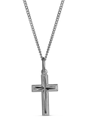 Top Gold decorative engraved confirmation cross textured edge small black 42 5666 2500 03