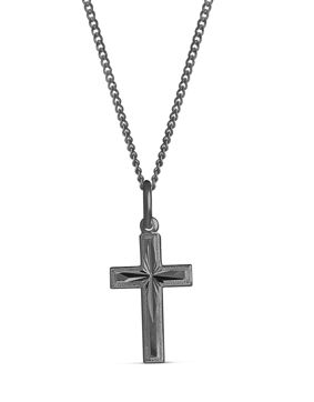 Top Gold silver cross black small with textured edge 42 5666 3500 04