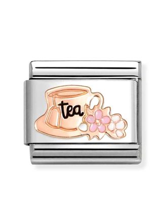 Nomination Composable Classic Rose gold symbols Tea cup with flowers 430202/27