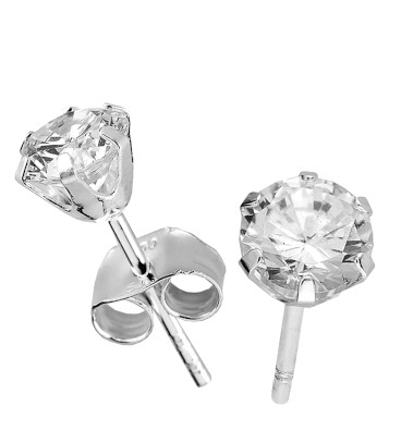 Silver Bar zirconiaearrings clear 4 mm 3741