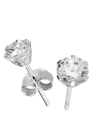 Silver Bar zirconiaearrings clear 4 mm 3741