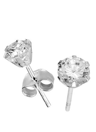 Silver Bar zirconiaearrings clear 5 mm 2383