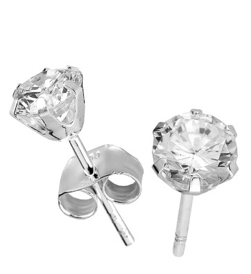 Silver Bar zirconiaearrings clear 7 mm 3765