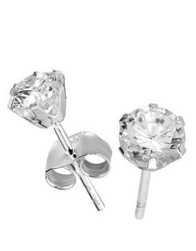 Silver Bar zirconiaearrings clear 7 mm 3765