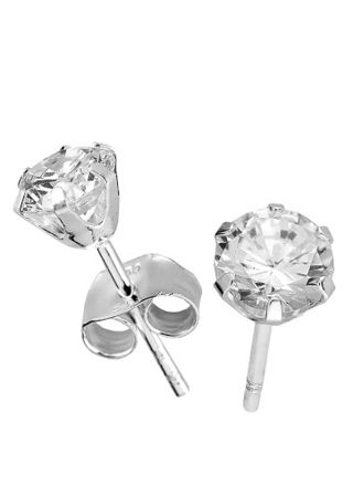 Silver Bar zirconiaearrings clear 7 mm 3765