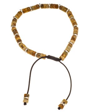 Silver Bar natural stone bracelet latte adjustable 4422