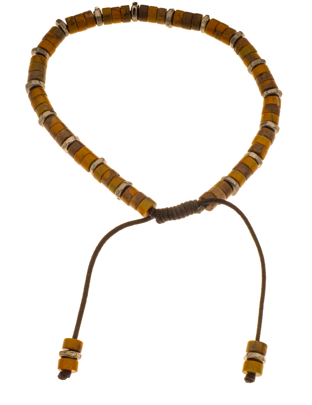 Silver Bar natural stone bracelet coffee adjustable 4423