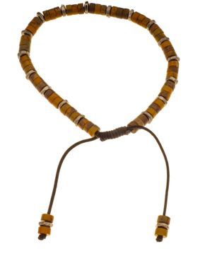 Silver Bar natural stone bracelet coffee adjustable 4423