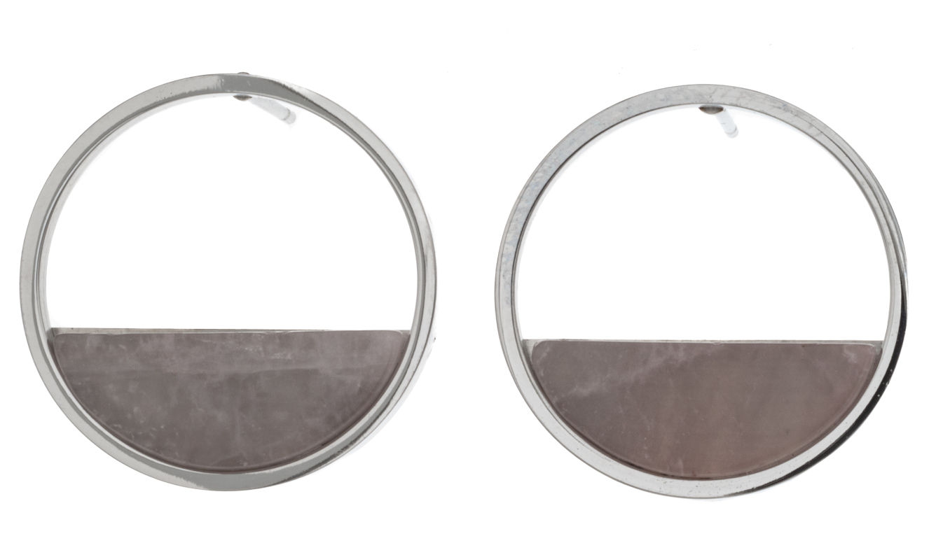 Silver Bar Ellips earrings natural stone 20 mm 4426