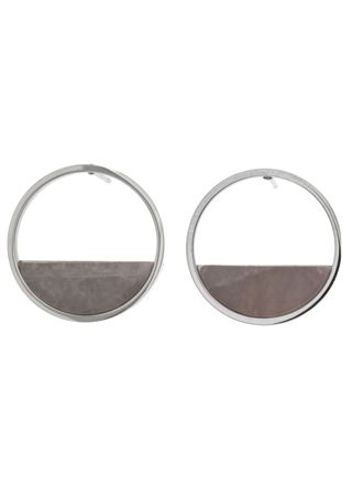 Silver Bar Ellips earrings natural stone 20 mm 4426