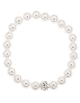 Silver Bar pearlybracelet streching one size white 4842