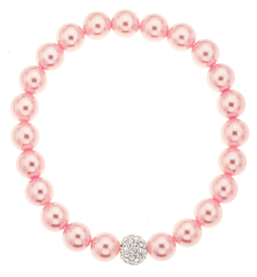Silver Bar pearlybracelet streching one size pink 4843 