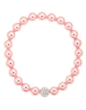 Silver Bar pearlybracelet streching one size pink 4843