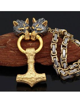 Varia Design Golden Wolves Necklace Gold