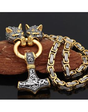 Varia Design Golden Wolves Necklace Silver-Gold