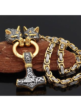 Varia Design Golden Wolves Necklace Silver-Gold