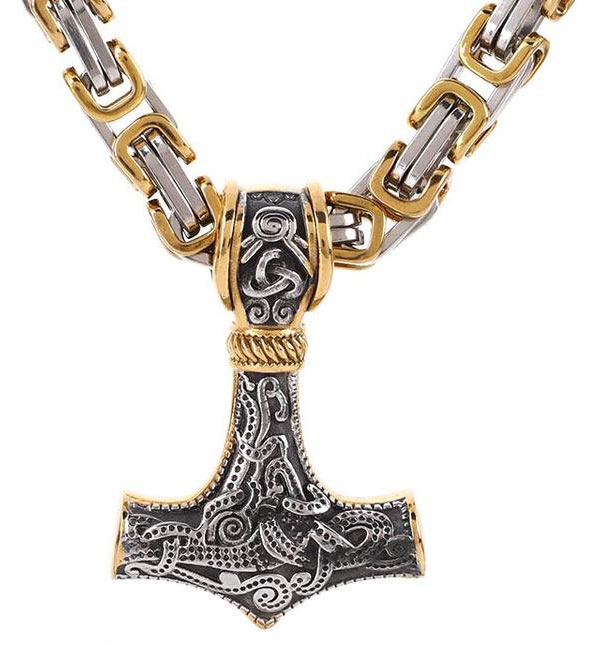 Varia Design Wolf Giant Thor Necklace Silver-Gold