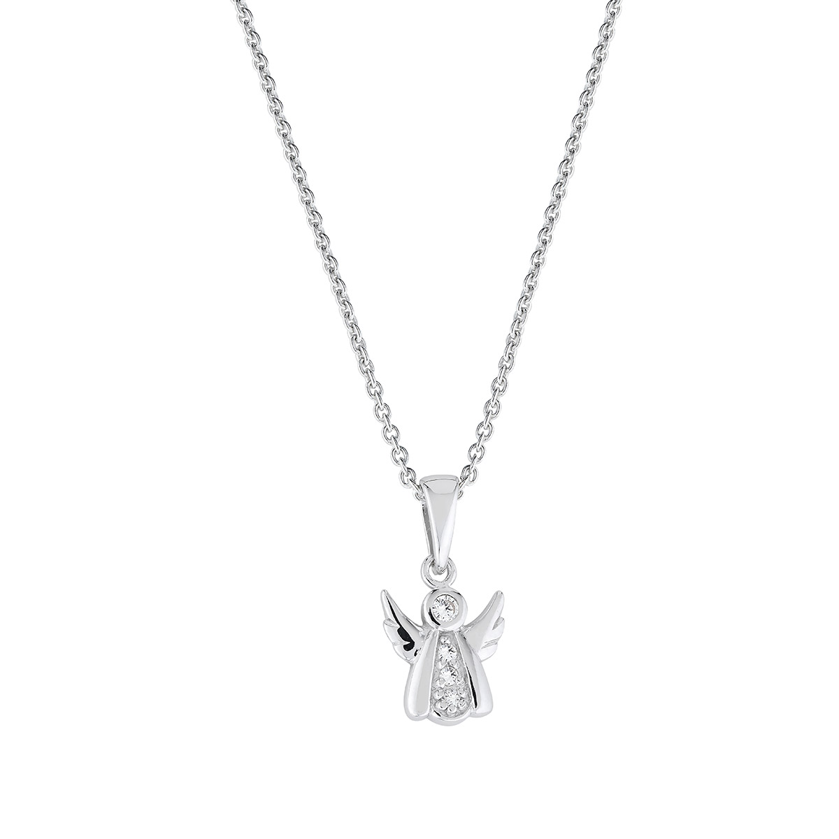 Lykka white angel christening necklace silver 