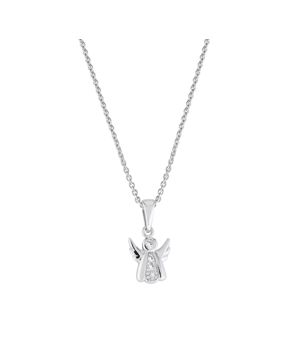 Lykka white angel christening necklace silver
