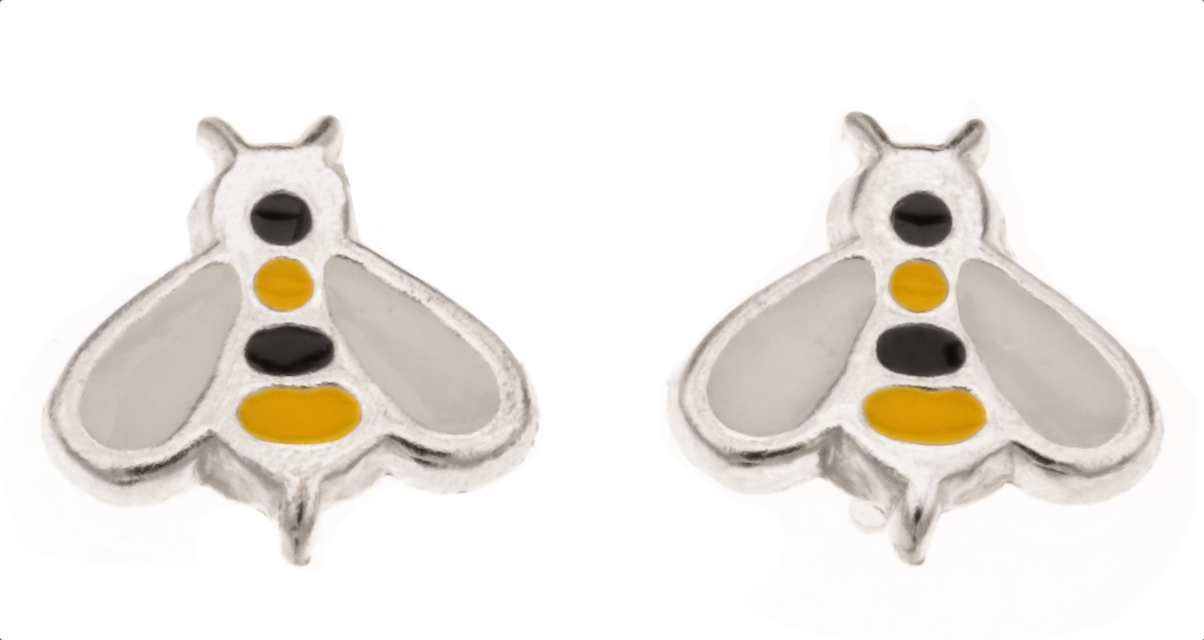 Silver Bar Bee earrings 7 mm 4978
