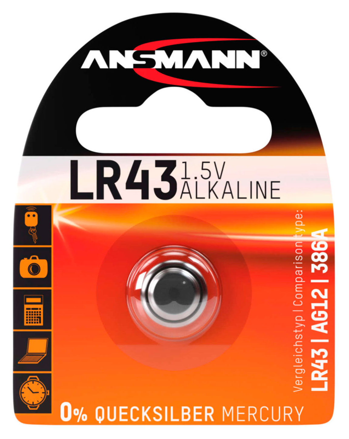 Ansmann alkaline button battery LR43 1.5V