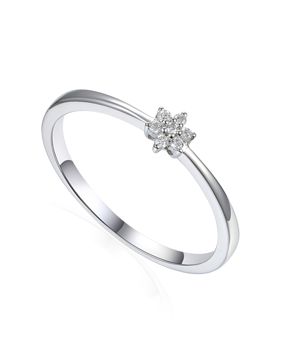 Lykken Elegance white gold diamond ring flower 0.06 ct