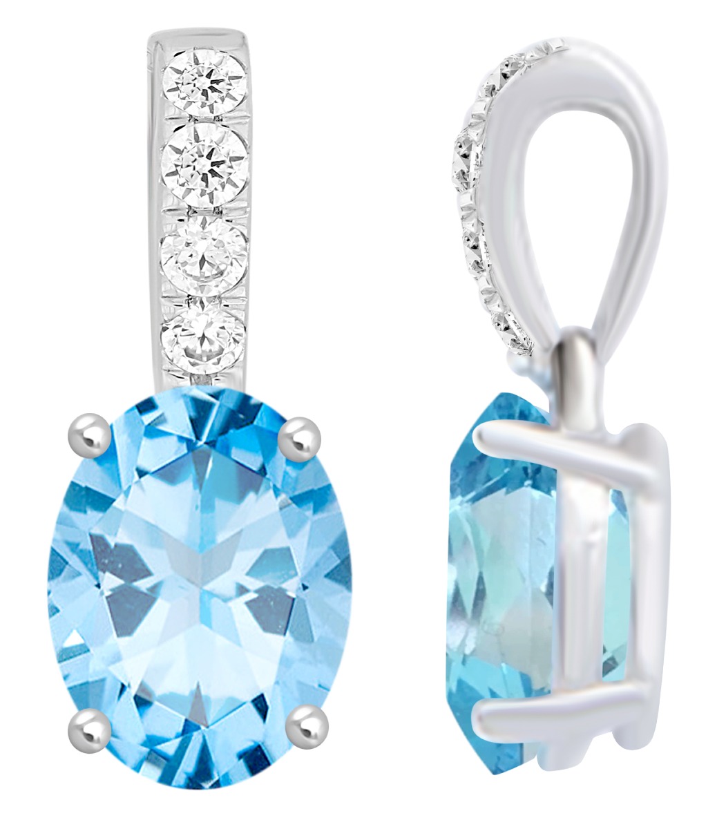 Lykka Elegance blue topaz diamond pendant