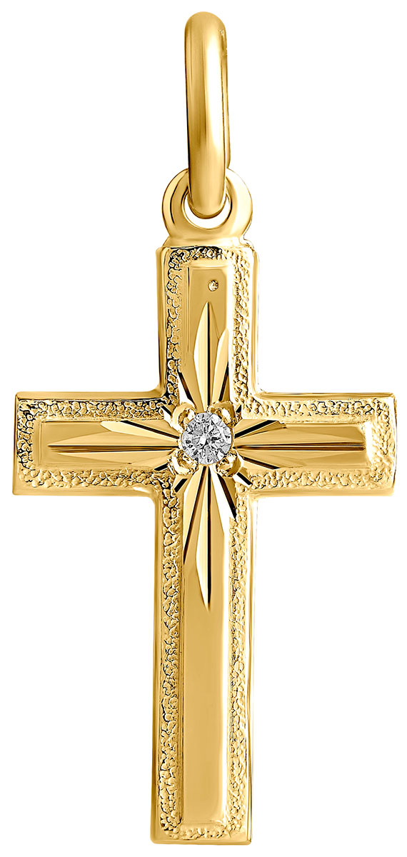Top Gold silver cross 11x18mm diamond 0.01ct goldplated 525666154002