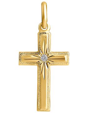 Top Gold silver cross 11x18mm diamond 0.01ct goldplated 525666154002