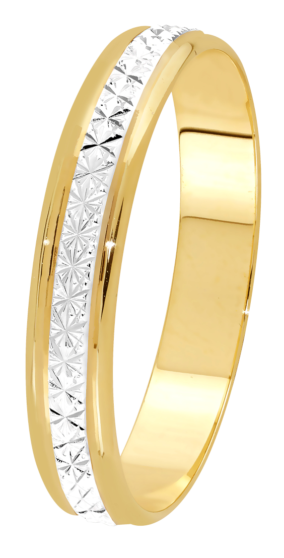 Lykka Exclusive gold two-tone diamond cut engagement ring 4 mm