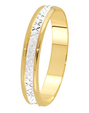 Lykka Exclusive gold two-tone diamond cut engagement ring 4 mm