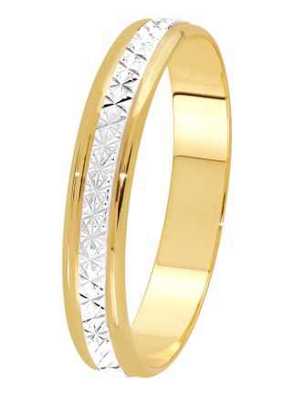 Lykka Exclusive gold two-tone diamond cut engagement ring 4 mm