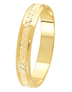 Lykken Exclusive yellow gold diamond cut engagement ring 4 mm