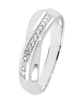 Lykka Casuals crossover silver ring with zirconia stones