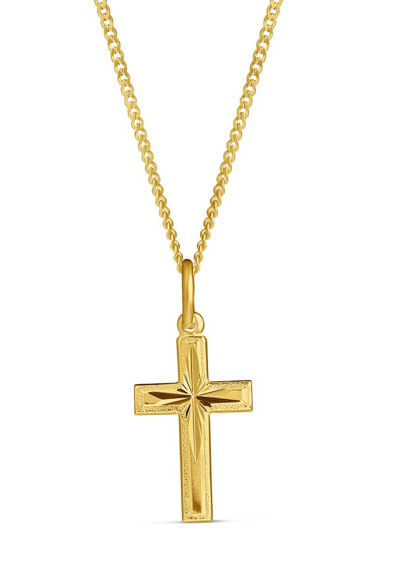 Top Gold gold plated decorative engraved confirmation cross textured small 52 5666 1500 02