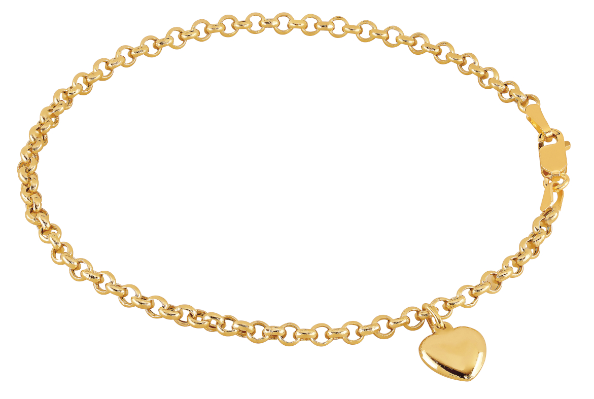 Lykka cable chain bracelet with a heart yellow gold 