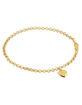 Lykken cable chain bracelet with a heart yellow gold