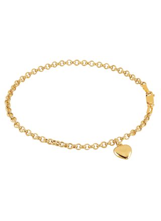 Lykka cable chain bracelet with a heart yellow gold
