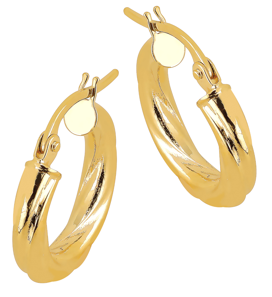 Lykka Casuals twisted hoops in yellow gold 10 x 3 mm