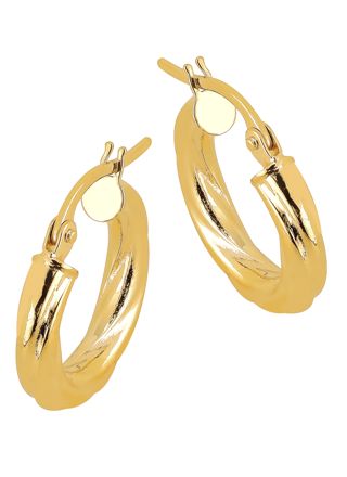 Lykka Casuals twisted hoops in yellow gold 10 x 3 mm