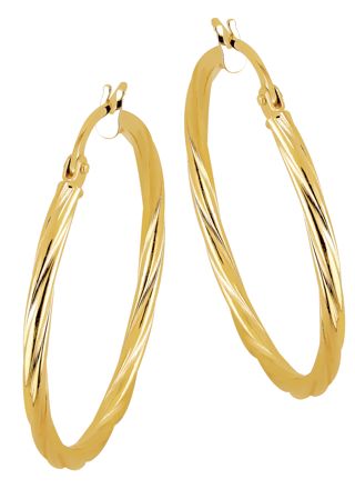 Lykka Casuals twisted hoops in yellow gold 25 mm