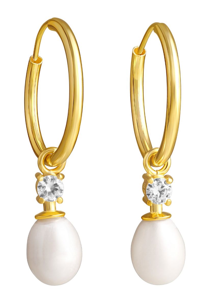 Lempikoru Moment of Joy gold-plated silver hoop pearl earrings 53 011 30 000
