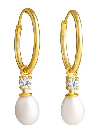 Lempikoru Moment of Joy gold-plated silver hoop pearl earrings 53 011 30 000