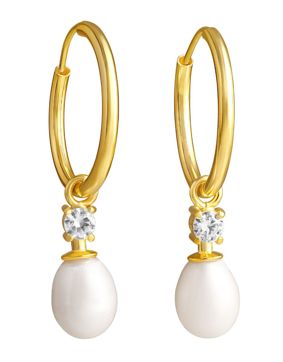 Lempikoru Moment of Joy gold-plated silver hoop pearl earrings 53 011 30 000