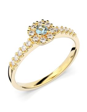 Festive Jasmin aquamarine halo diamond ring 561-025A-KK