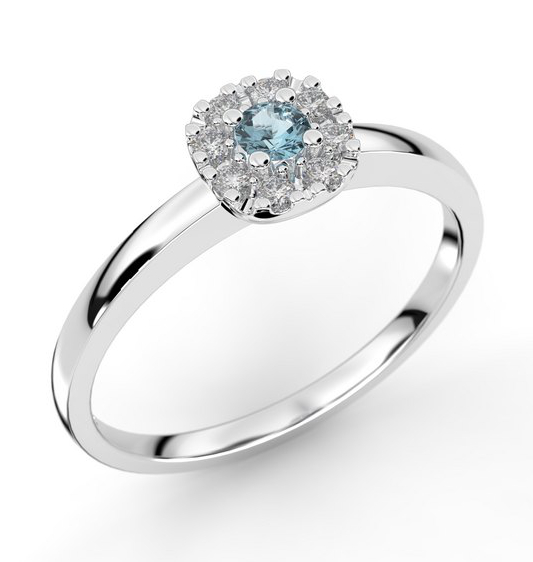 Festive Jasmin aquamarine halo diamond ring 562-015A-VK