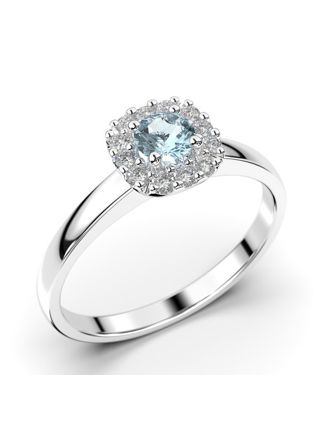 Festive Janette aquamarine halo diamond ring 567-030A-VK
