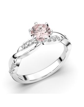 Festive Teresa morganite side stone diamond ring 569-064M-VK