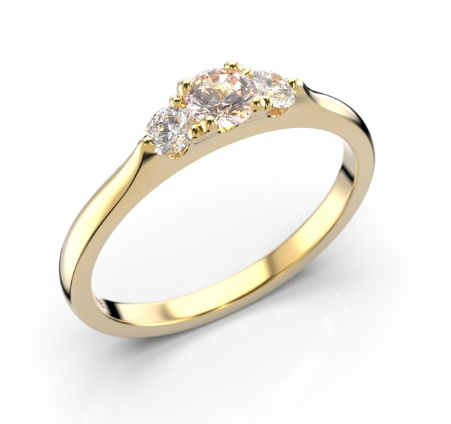 Festive Megan morganite 3-stone diamond ring 571-034M-KK