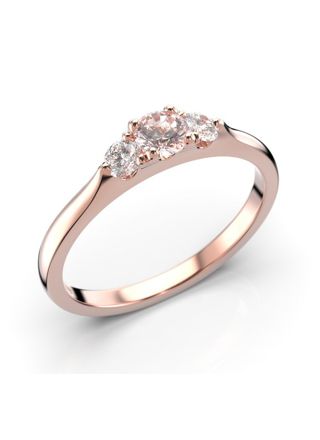 Festive Megan morganite 3-stone diamond ring 571-034M-PK